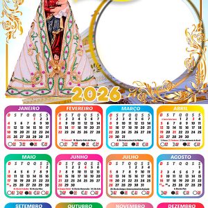 Calendário 2026 Nossa Senhora de Nazaré PNG Arte Digital