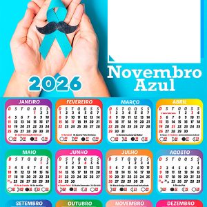 Calendário 2026 Novembro Azul PNG Arte Digital