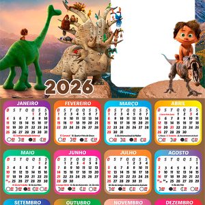 Calendário 2026 O Bom Dinossauro PNG Arte Digital