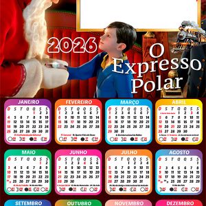 Calendário 2026 O Expresso Polar PNG Arte Digital