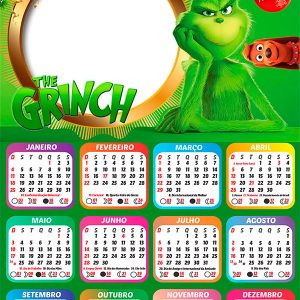 Calendário 2026 O Grinch PNG Arte Digital