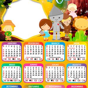 Calendário 2026 O Mágico de Oz PNG Arte Digital