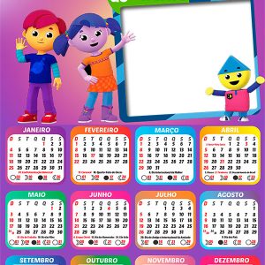 Calendário 2026 O Mundo Colorido do Charlie PNG Arte Digital