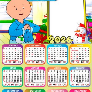 Calendário 2026 O Natal de Caillou PNG Arte Digital