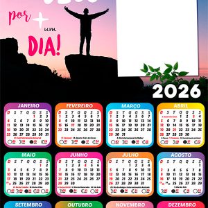 Calendário 2026 Obrigado por mais um Dia PNG Arte Digital
