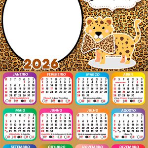 Calendário 2026 Oncinha PNG Arte Digital