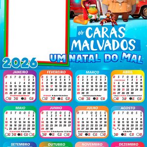 Calendário 2026 Os Caras Malvados Um Natal do Mal Arte Digital