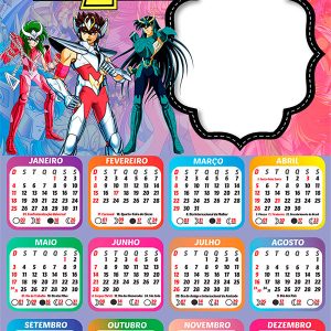 Calendário 2026 Os Cavaleiros do Zodíaco PNG Arte Digital