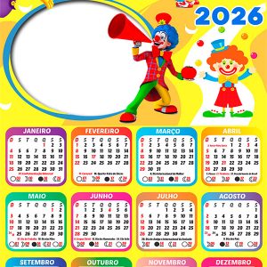 Calendário 2026 Palhaço Feliz PNG Arte Digital