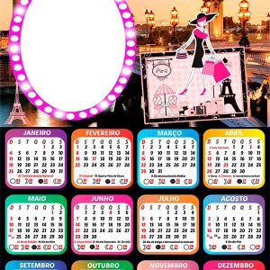 Calendário 2026 Paris PNG Arte Digital