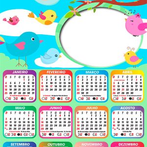 Calendário 2026 Passarinhos PNG Arte Digital