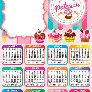 Calendário 2026 Patisserie PNG Arte Digital