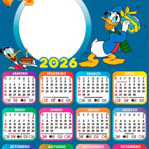Calendário 2026 Pato Donald PNG Arte Digital