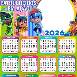 Calendário 2026 Patrulheiros em Ação Arte Digital