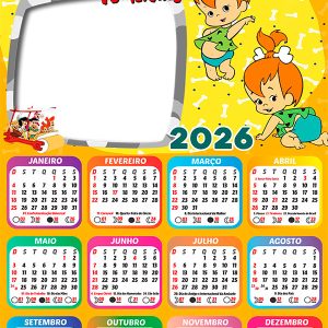 Calendário 2026 Pedrita Flintstones PNG Arte Digital