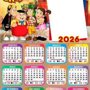 Calendário 2026 Personagens Chaves Desenho PNG Arte Digital