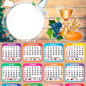 Calendário 2026 Primeira Comunhão PNG Arte Digital