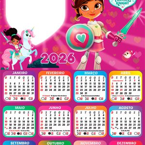 Calendário 2026 Princesa Nella PNG Arte Digital