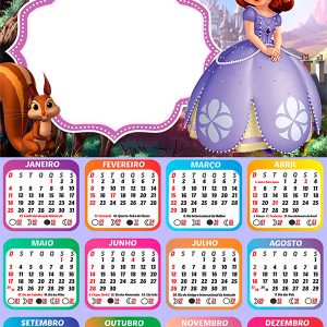 Calendário 2026 Princesinha Sofia PNG Arte Digital