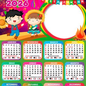 Calendário 2026 Quadrilha Infantil PNG Arte Digital