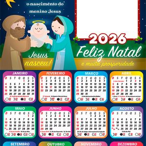 Calendário 2026 Que Deus Abençoe cada lar PNG Arte Digital