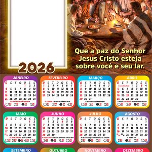 Calendário 2026 Que a paz do Senhor Jesus Cristo Arte Digital