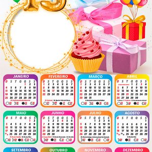 Calendário 2026 de 15 Anos PNG Arte Digital