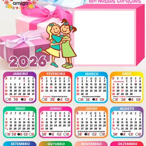 Calendário 2026 de Aniversário Especial PNG Arte Digital