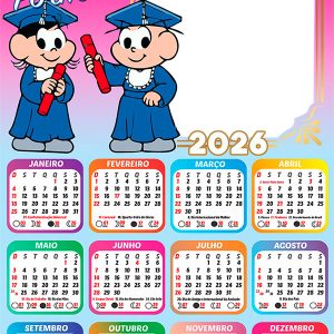 Calendário 2026 para Meninas Minha Formatura PNG Arte Digital