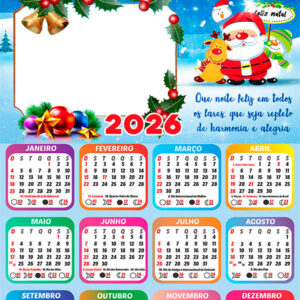 Calendário 2026 Que Noite Feliz em Todos os Lares Arte Digital