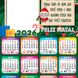 Calendário 2026 Que o Papai Noel lhe traga tudo de bom Arte