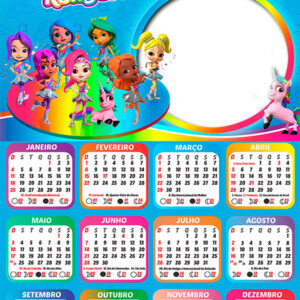 Calendário 2026 Rainbow Rangers PNG Arte Digital