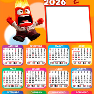 Calendário 2026 Raiva Divertidamente 2 PNG Arte Digital