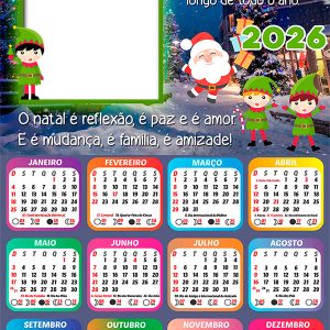 Calendário 2026 Reflexão do Natal PNG Arte Digital