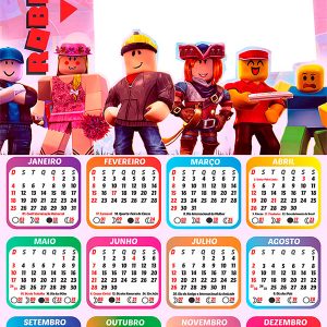 Calendário 2026 Roblox Cor-de-Rosa PNG Arte Digital