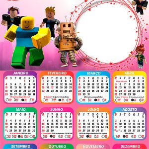 Calendário 2026 Roblox para Meninas PNG Arte Digital