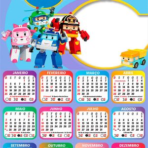 Calendário 2026 Robocar Poli PNG Arte Digital