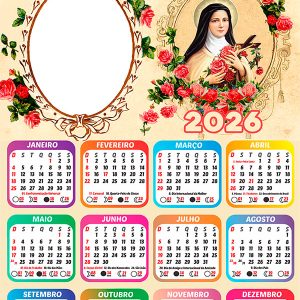 Calendário 2026 Santa Terezinha PNG Arte Digital