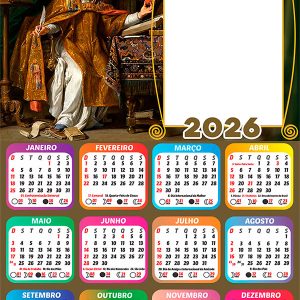 Calendário 2026 Santo Agostinho PNG Arte Digital