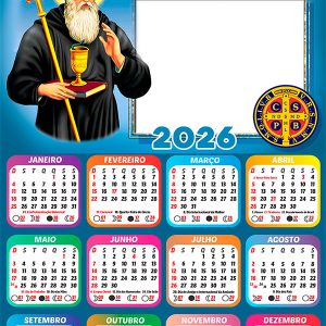 Calendário 2026 São Bento PNG Arte Digital