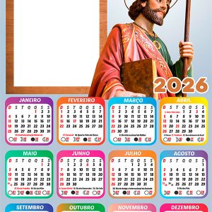 Calendário 2026 São Judas Tadeu PNG Arte Digital