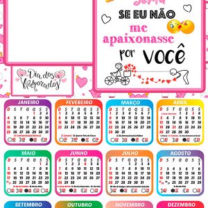 Calendário 2026 Se eu não Apaixonasse PNG Arte Digital