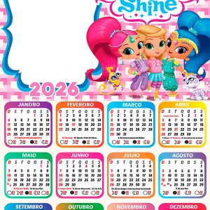 Calendário 2026 Shimmer e Shine PNG Arte Digital