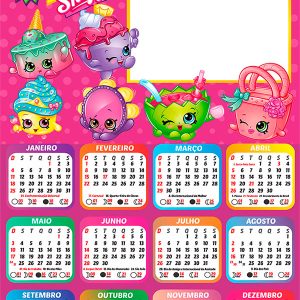 Calendário 2026 Shopkins Shoppies PNG Arte Digital