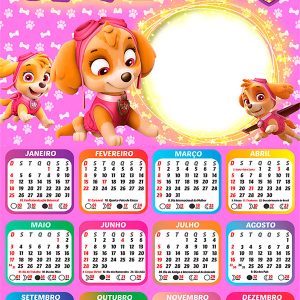 Calendário 2026 Skye Patrulha Canina PNG Arte Digital