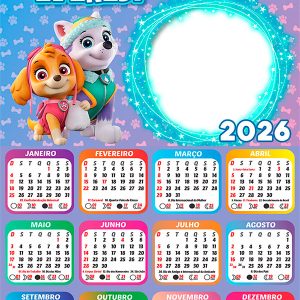 Calendário 2026 Skye e Everest PNG Arte Digital