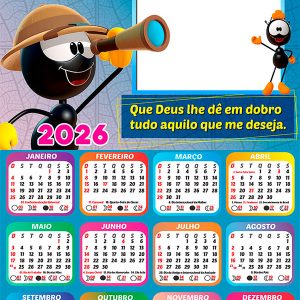 Calendário 2026 Smilinguido Que Deus lhe dê em dobro Arte
