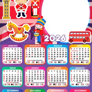 Calendário 2026 Soldadinho de Chumbo PNG Arte Digital