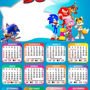 Calendário 2026 Sonic Boom PNG Arte Digital