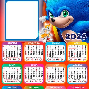 Calendário 2026 Sonic PNG Arte Digital